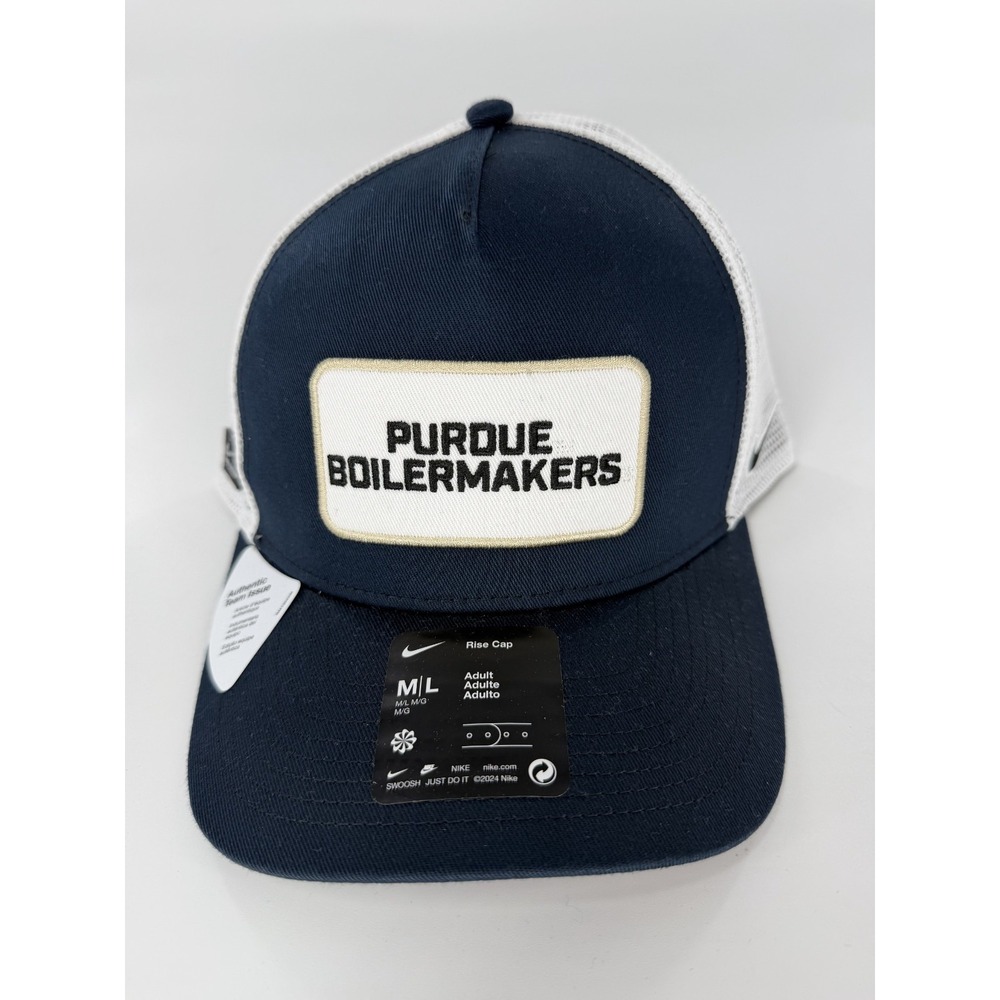 Nike Rise Purdue Boilermakers Team Issued Blue White Mesh Snapback Hat Cap M/L